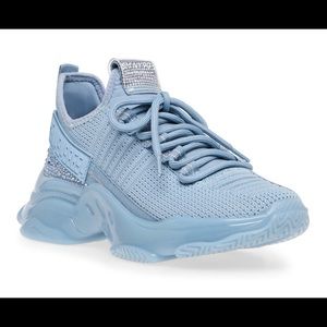 Steve Madden MAXIMA Textile Lace Up Blue Sneakers Bling Rhinestones NWB